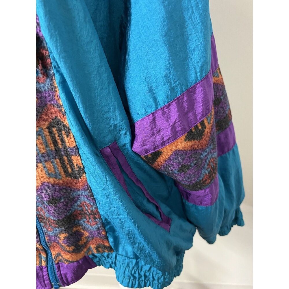 Vtg 80s 90s Women’s Med (lg) Purple Aztec Westport Jacket Colorful Windbreaker - Picture 4 of 13